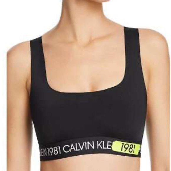 Calvin Klein Women's Racerback Black Sports Bra - Picture 1 of 5